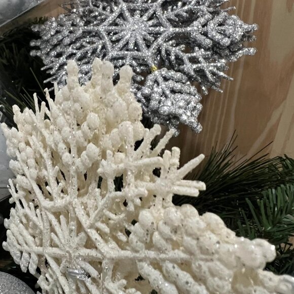 Silver and White Christmas Ornaments Shatterproof Holiday Assortment Set of 36 - Picture 4 of 7